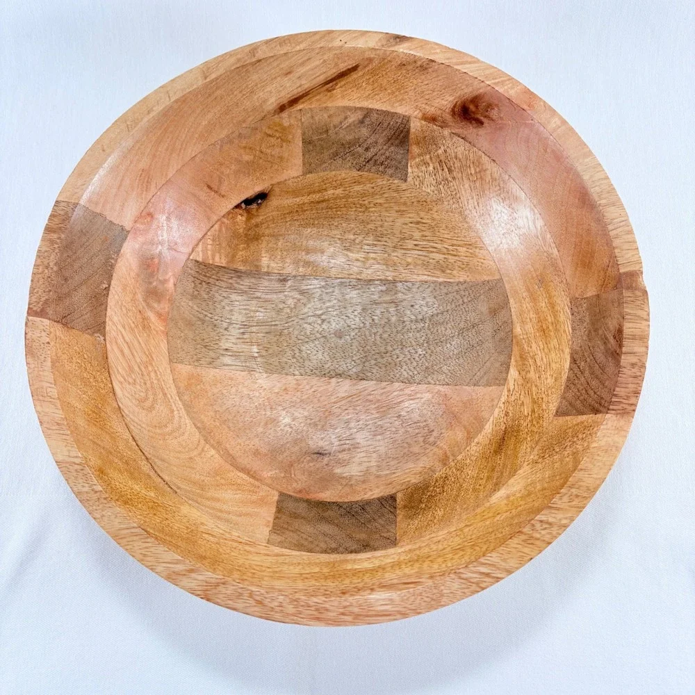 Foreside Wood Bead Bowl 10 Inch Brown Mango‎ Wood Beaded Trim FDAD08033